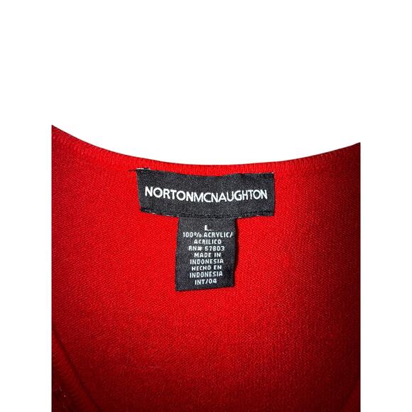 Vintage Norton McNaughton Red Sweater Beaded Bow Holiday Coquette Christmas - Picture 4 of 4